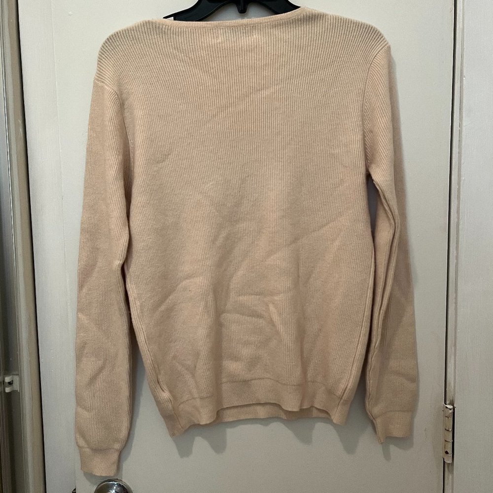 Yuna: V-Neck, Long Sleeve Sweater, Color: Beige, Size: Small/Medium - Picture 5 of 5